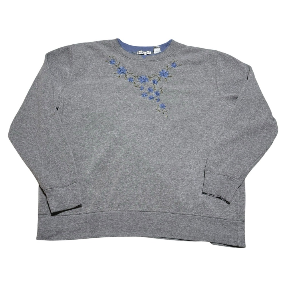 2000s Hasting & Smith Flower Embroidered Crewneck Sweatshirt Women's XL